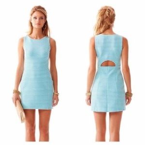Lilly Pulitzer Aqua White Striped Dress open back womens Xxs or teen girl